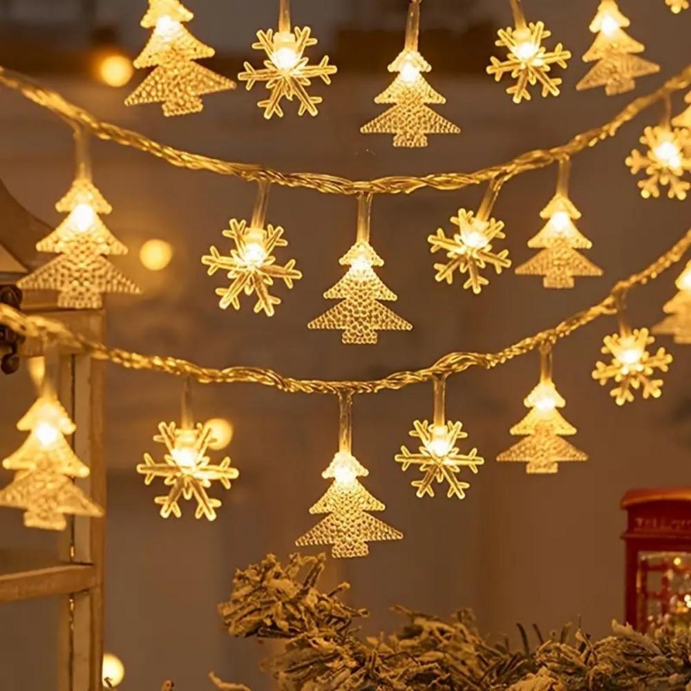 LED Christmas Reindeer Snowflake String Lights Courtyard Ambiance Decoration Festive Creative Star Lights