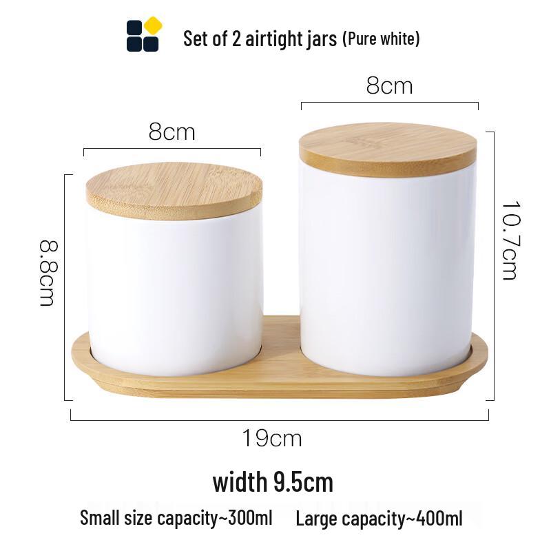 Lilang White Ceramic Storage Jar Set with Tray