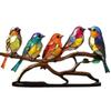 1PC Stained Metal Art Bird Ornament Birds Standing on Branch Ornaments for Home Decor Desktop Office Living Room Bedside Gifts