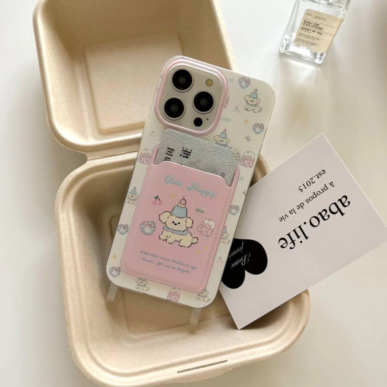

Визитница Happy Puppy совместима с защитным чехлом для iPhone 16 Pro Max 14 и мультяшным чехлом для телефона iPhone 15 Apple 16PRO