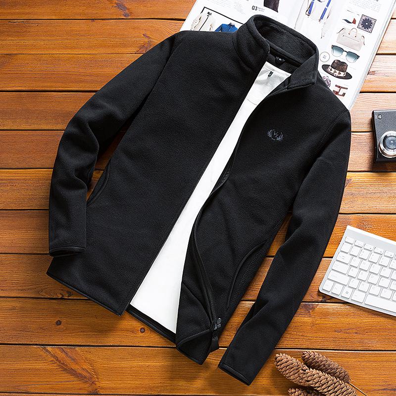 

Men s Winter Fleece Stand Collar Zipper Cardigan Jacket L