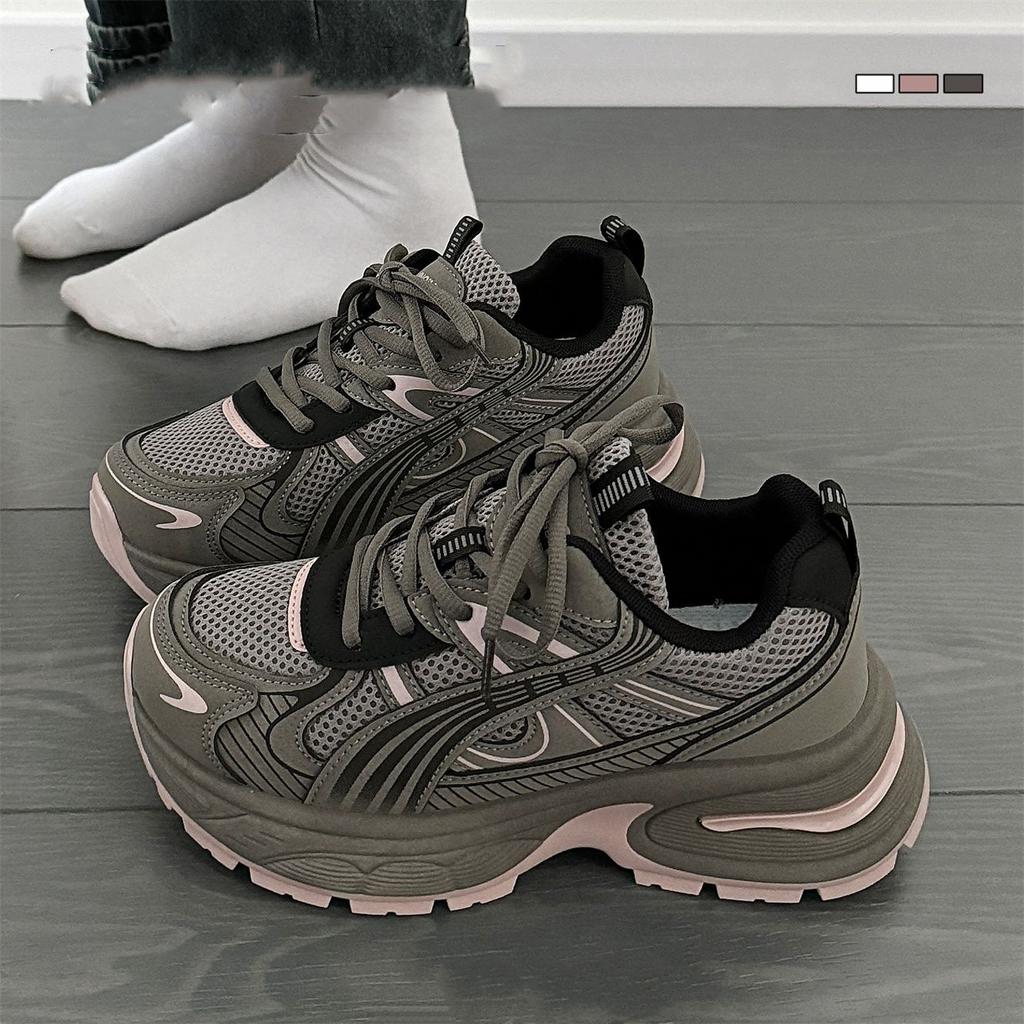 2025 Spring and Summer New Student Mesh Breathable Dad Shoes Women's Korean Version Ins Trendy Street Shooting Retro Platform Sneakers