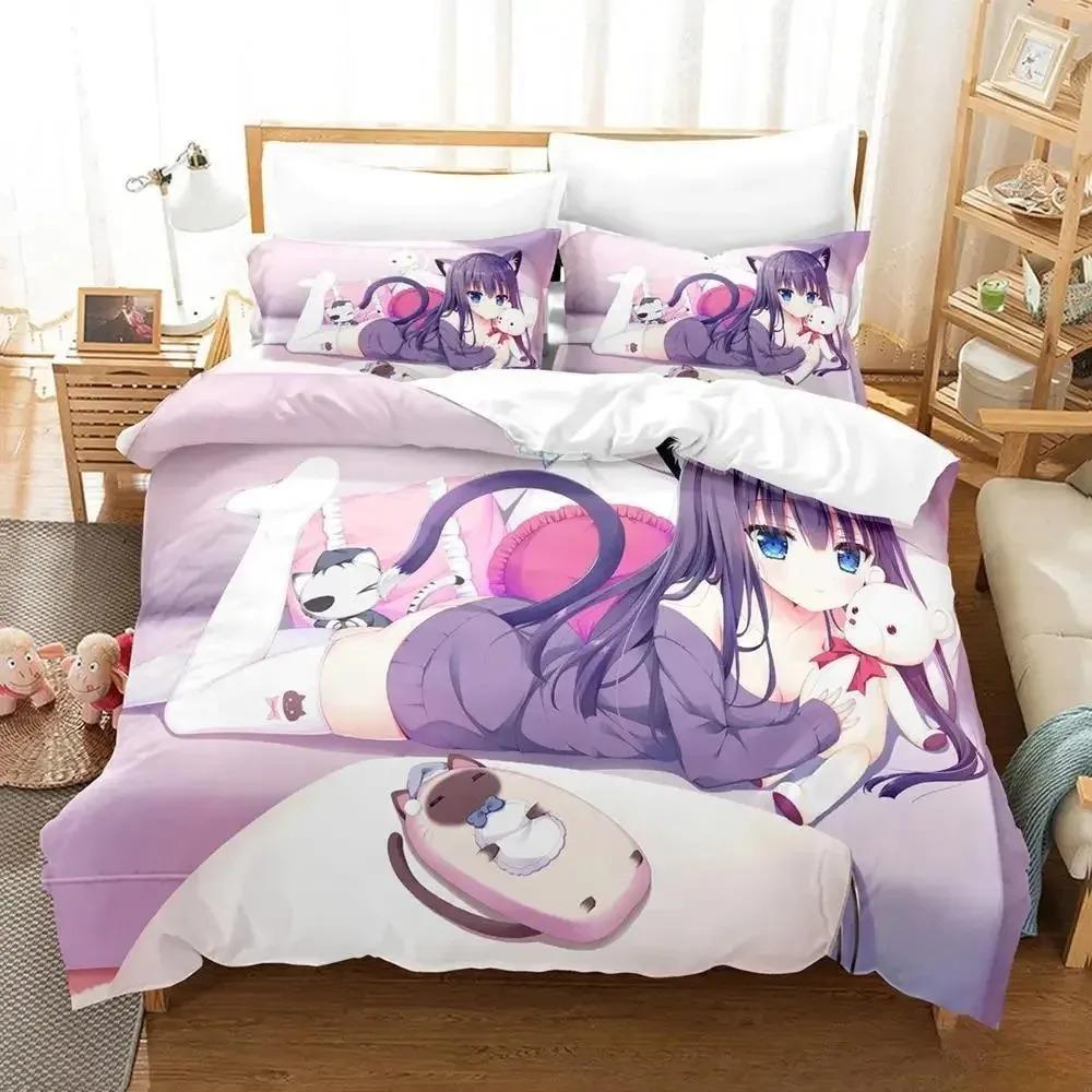 Yoisaki Kanade Bedding Set Cartoon Anime Three-Piece Set Adult Kid Bedroom Duvetcover Sets 3D Kawaii Girl Colcha De Verano Cama