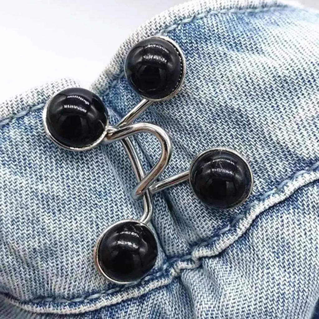 2pcs-Adjustable Waist Buckle Extender No Sewing Pant Clips Waist Tightener Button for Jeans Skirts Sleeves Fit Button Pins Tool