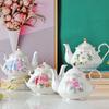 Ergonomic Handle Ceramic Teapot With Floral Pattern And Gold Trim Porcelain Tea Pot Suitable For Gifting