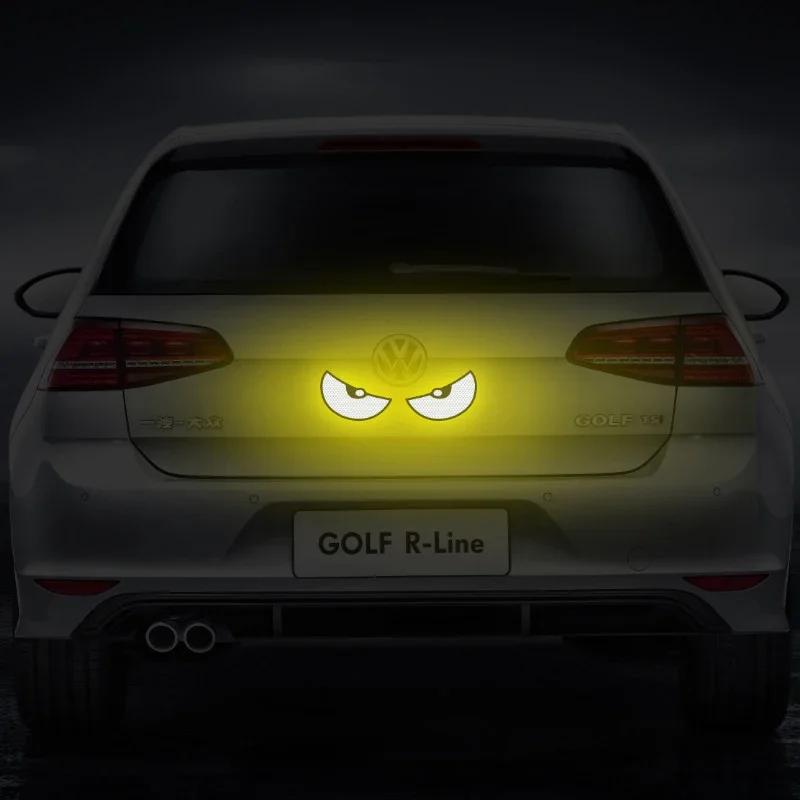2pcs Car Reflective Safety Warning Tape Cat Eyes Pattern Night Driving Safety Decals for Auto Truck Motorcycle Reflector Sticker