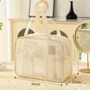 Portable Solid Color Mesh Cosmetic Bag Lightweight Space Saving Zipper Bags Large Capacity Travel Toiletry Storage Handbag