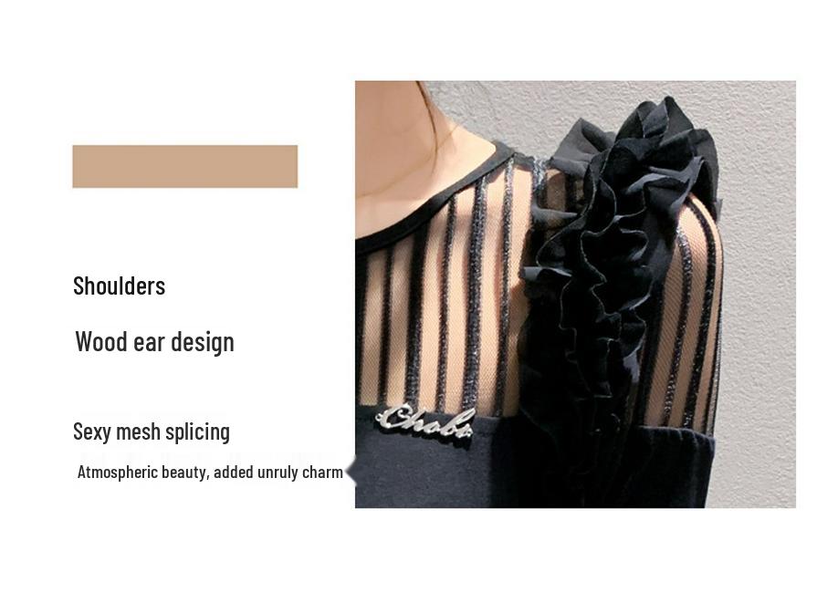 Women's Slimming Lace Shoulder Long Sleeve T-Shirt