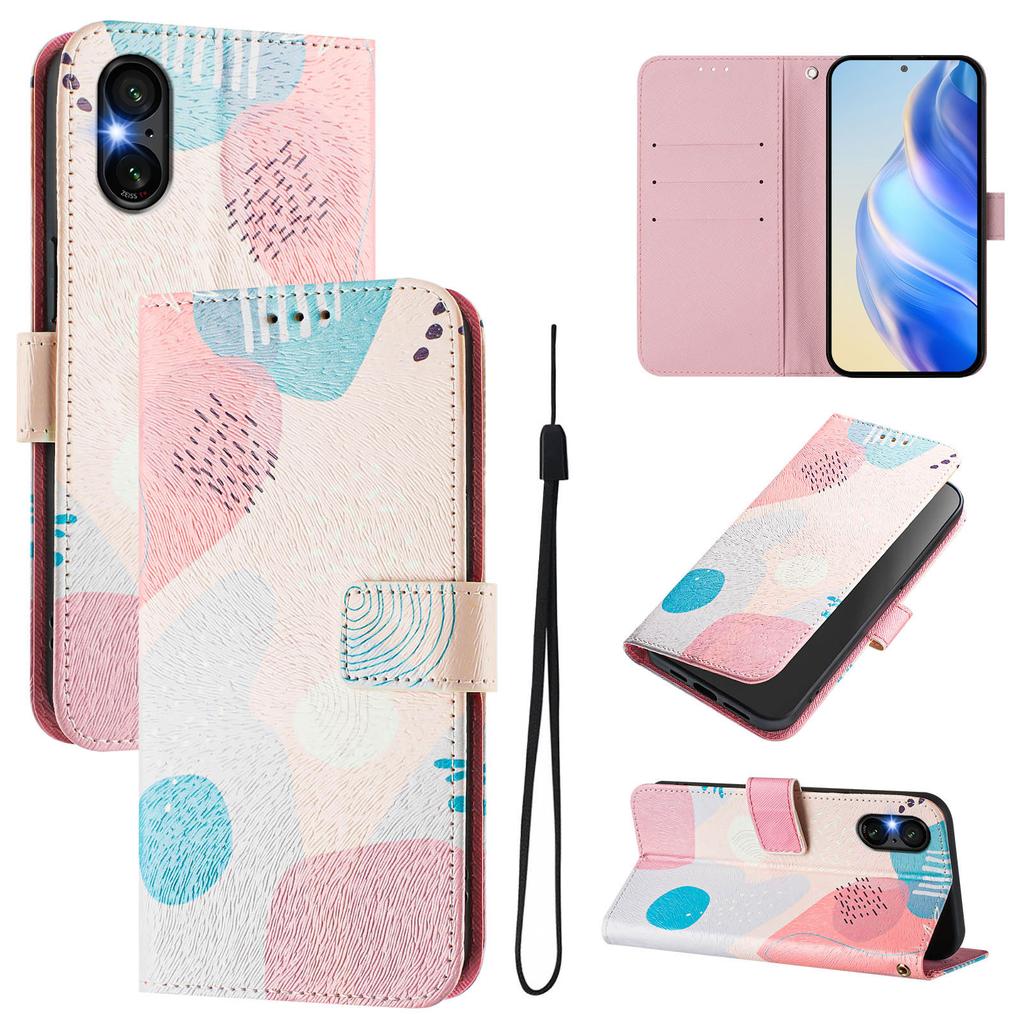 Color Puzzle Luxury Painted Leather Case Wallet Book Style Cover for Sony Xperia 5 IV / 10 IV ,Xperia 1 V / 5 V / 10 V,Xperia 1 VI,5 VI,10 VI.