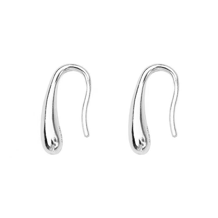 999 Sterling Silver Curved Hook Water Drop Rupert s Tear Earrings - Elegant, Lightweight Jewelry for Women 99 Sterling Silver