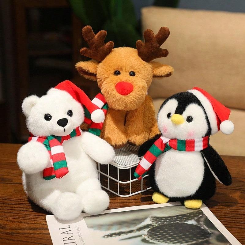 Pluszowe Zwierzątka na Boże Narodzenie Kreskówkowy Pingwin Święty Mikołaj Renifer Miś Teddy na Boże Narodzenie Ozdoba na Biurko Wesołych Świąt Dekoracje Zaprojektowane Dla Dzieci