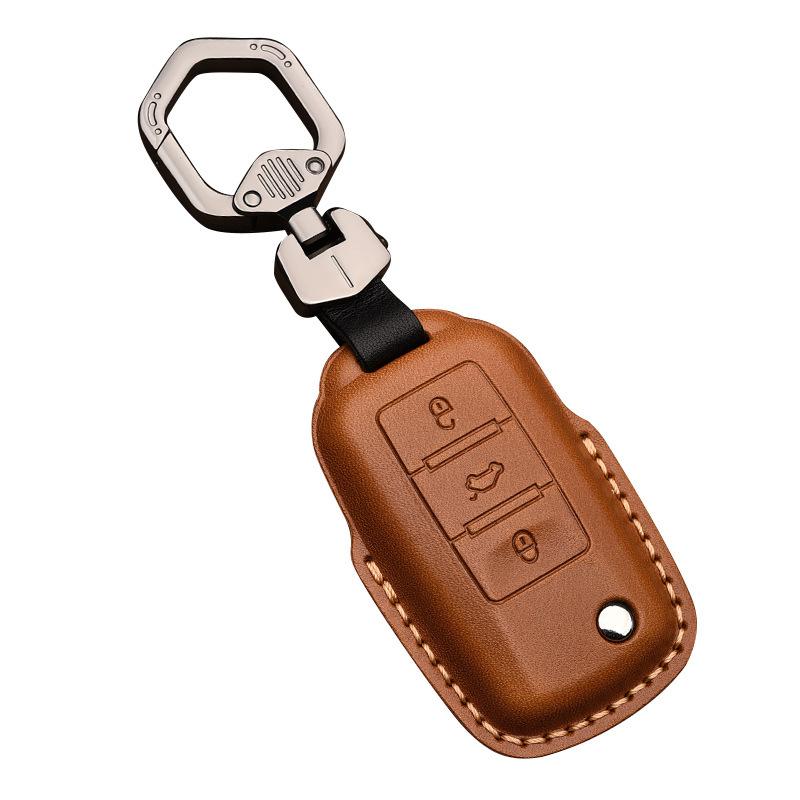 Suitable for Volkswagen Exploration Song Tuon Tuyue CC Bora 7 Golf 6 Leather Car Key Case Case Buckle Lingdu