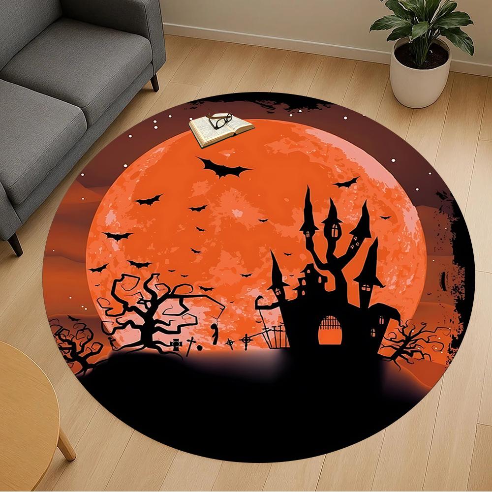 1pc Halloween Castle Round Chair mat Area Rug - Non-Slip, Floor Mat for Office, Bedroom, and Indoor Decor c1125489