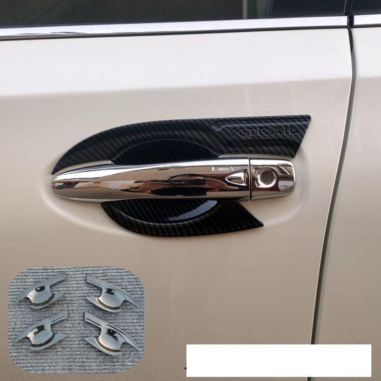 Dla Nissan X-Trail X Trail T32 2014- ABS Carbon Fiber pokrywa klamki drzwi wnętrze miska okrąg stylizacja samochodu wnętrze