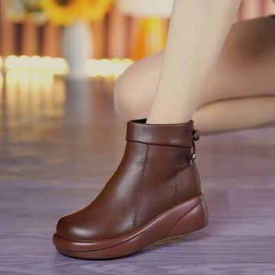 Thick-soled Shoes, Round-toed Ankle Boots, Women's Shoes, New Cotton Boots,