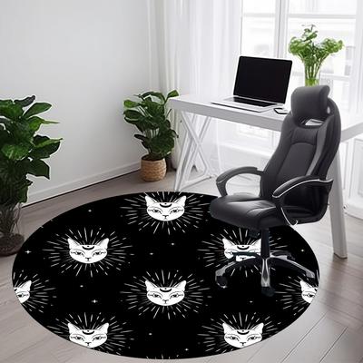 1pc Cat Moon Office Round Area Rug, Under Office Chairs Bedroom Living Room Home Decor, Room Deco