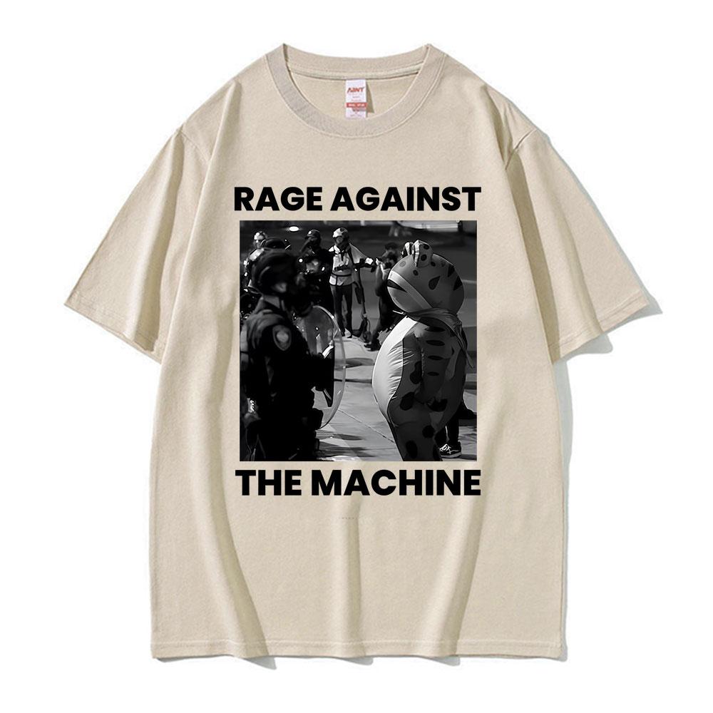 Funny Rage Against The Machine Protest Frog Meme T Shirts Men Women Clothing 100 Cotton Summer High Quality Tshirts Streetwear
