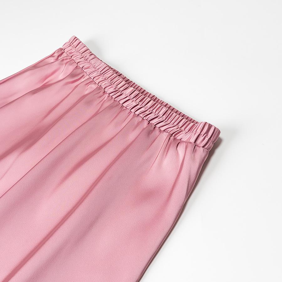 Dame Lilla Sateng Fishtail Midi Skjørt - Høy midje, A-linje, Rynket kroppsnær design