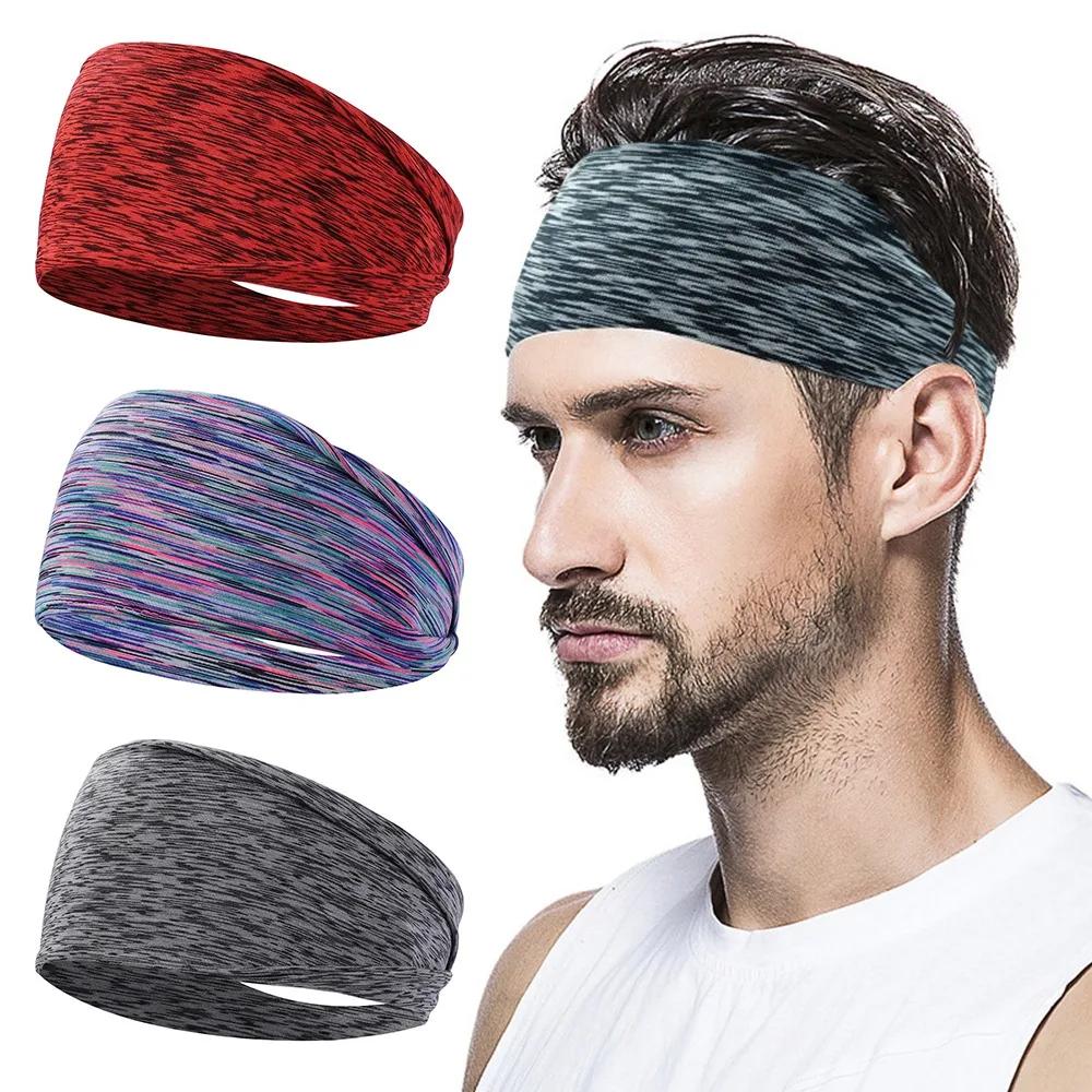 3Pcs/Lot Casual Solid Color Yoga Headband for Women Super Elasticity Man's Sports Fitness Anti Sweat Headscarf Hairband Set