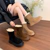 Women's Snow Boots Round Toe Platform Sole Rear Zipper Thickened Cotton Boots with Velvet Fashion All-match Winter Warm Boots