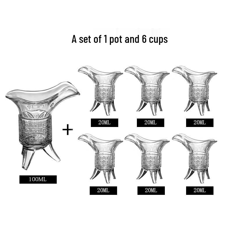 OIMG Emperor Jue Cup Glass Baijiu Set (6 Cups + Dispenser)