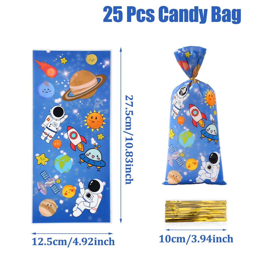 Space-Themed Plastic Gift Bags Disposable Birthday Party Decoration Kids Boy Wedding Birthday Party Supplies Favors Baby Shower