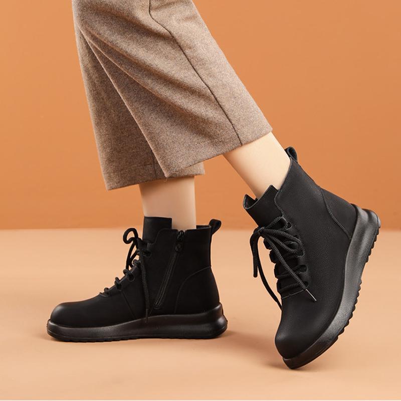 2025 Vinter Ekte Skinnsko Kvinner Snøstøvler Tykk Såle 3cm Varm Plysj Merke Damer Ankelstøvletter Pluss Størrelse 41