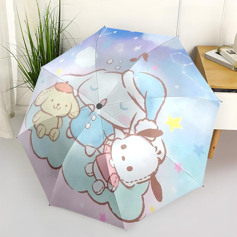 

1pc My Melody & Friends Cloudy Sky Umbrella - Automatic Opening/Closing with Foldable Design, Iron Frame for Outdoor Use, Perfect Gift for Fans, Trave