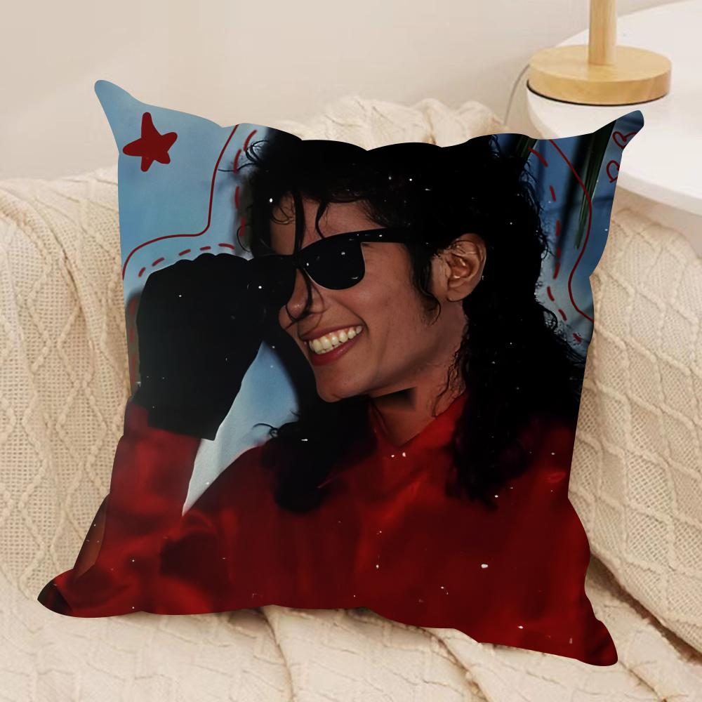 Singer Mmichael Jackson Cushion Cover Silky Short Plush Sofa Pillow Cover Hidden Zipper Soft Dustproof Case for Home Decor