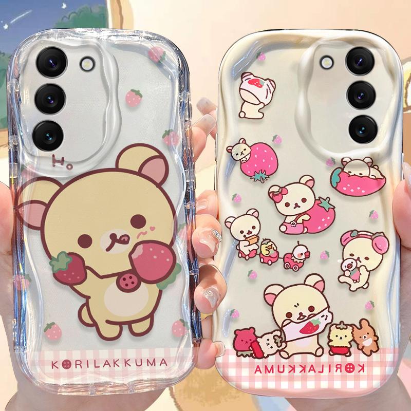 R-Rilakkuma Polka Dot Case for Samsung Galaxy S25 S24 S23 S22 S21 Ultra Plus S20 FE A73 A72 A71 A56 A55 A54 5G A52 A52S 4G Cover