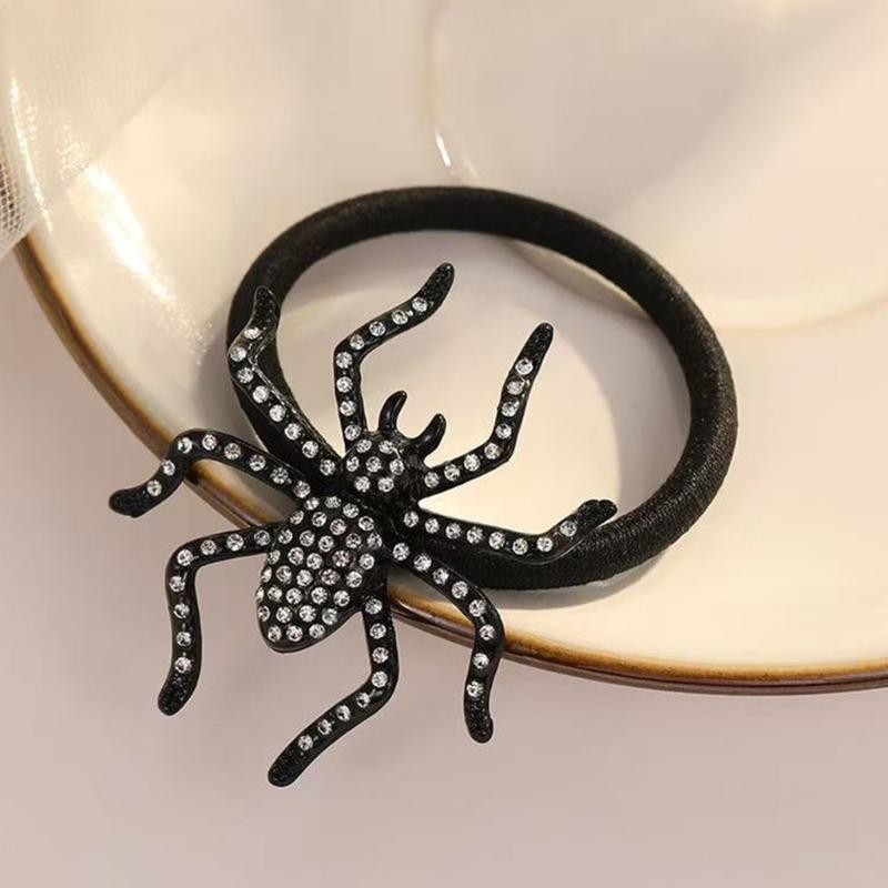 Spiders Hair Accessory For Women Halloween Crystal Rhinestones Decoration Party Hair Tie Everyday Use