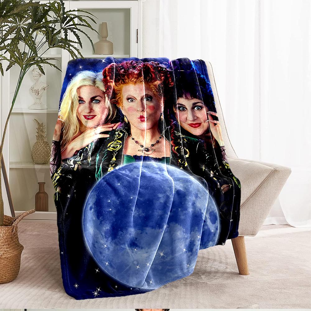 Hocus Pocus Theme Printed Blanket - Perfect for Couch, Bed, Travel & Outdoor Use | Machine Washable, Cozy & Durable.