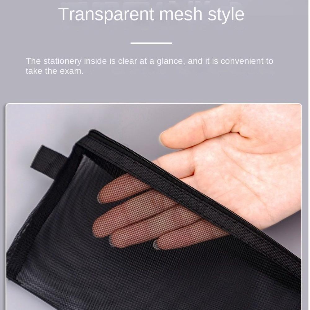 Large-Capacity Mesh Pencil Bag Nylon Stationery Pouch New Transparent Stationery Bag Kids