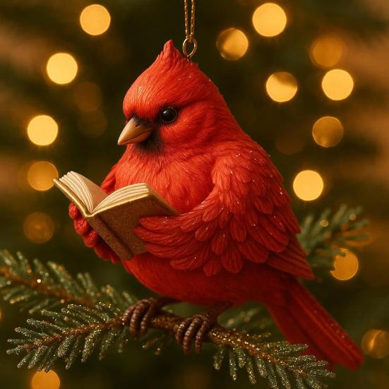 Book Lover Animal Ornament 2D Acrylic Bird/Hedgedog/Rabbit/Owl/Squirrel Reading Ornament Woodland Reader Hanging Pendant Gift