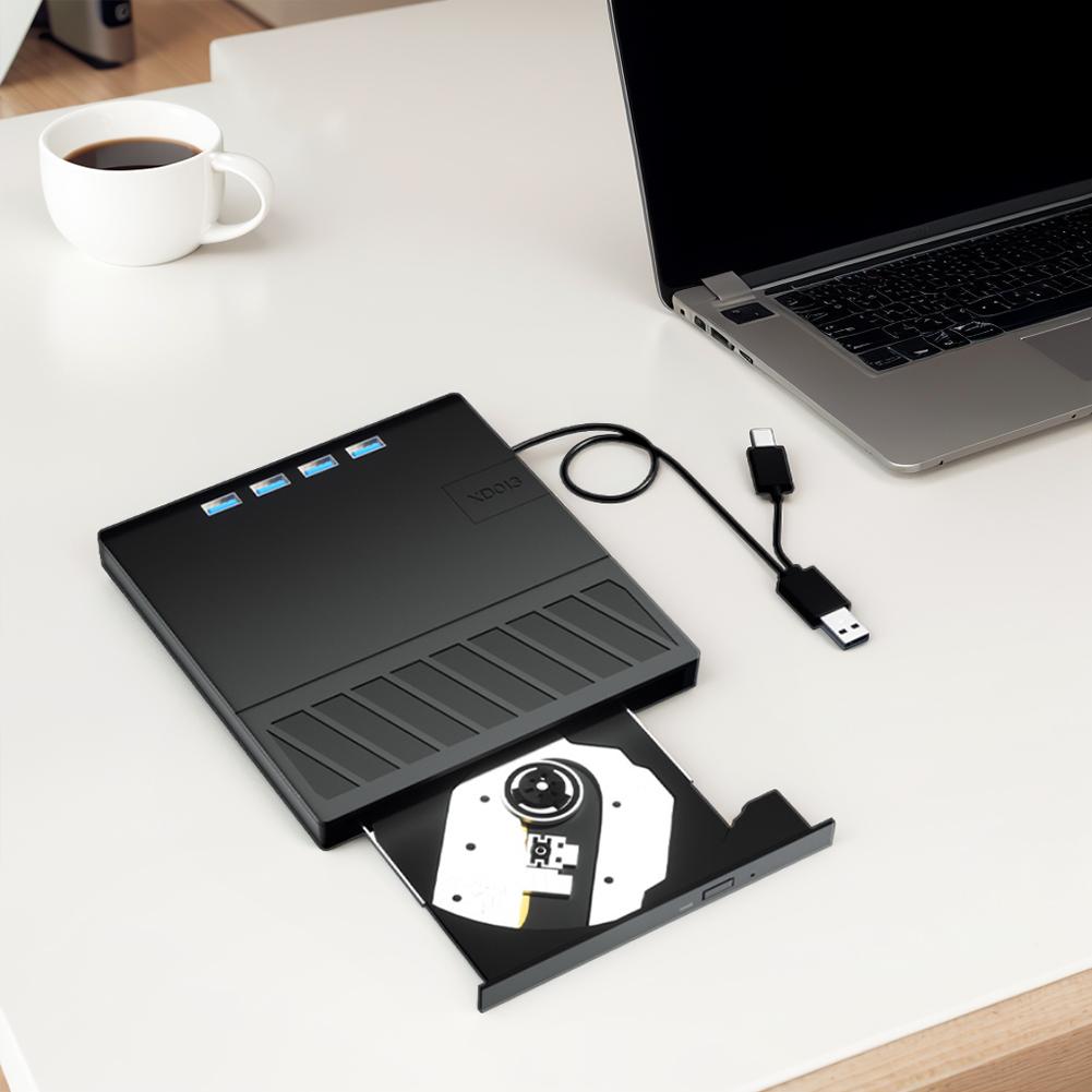 7-in-1 USB 3.0 Type C External CD DVD RW Optical Drive with SD/TF Port Multi-Function Drive External CD DVD Drive for Laptop PC