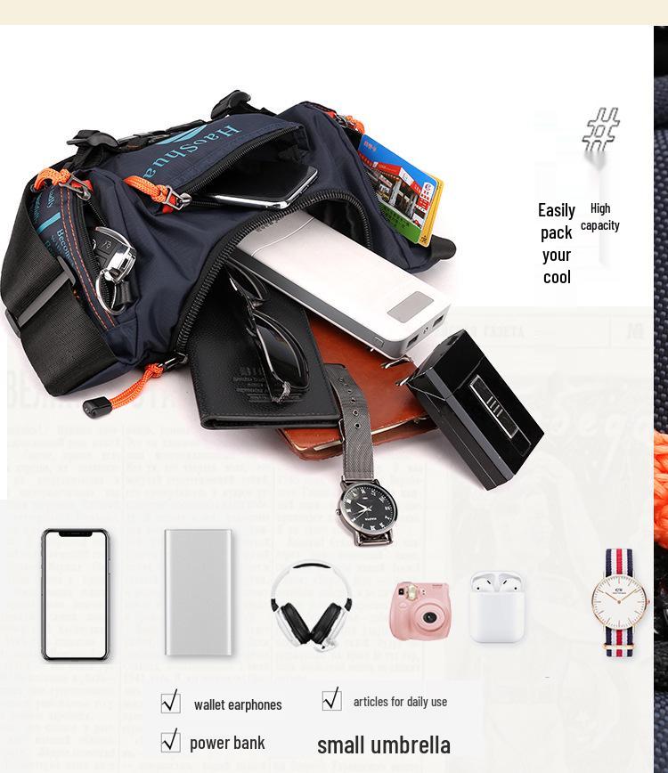 Men's Multifunctional Waterproof Outdoor Waist Bag: Single Shoulder, Crossbody, and Chest Bag for Cycling and Mountaineering with Large Capacity.