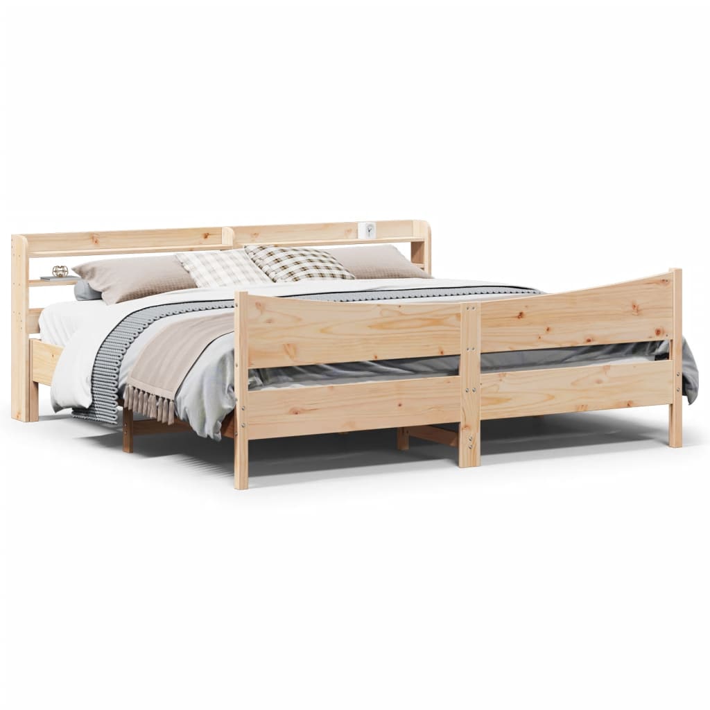Solid Wood Bed with Headboard 180 X 200 Cm Pine