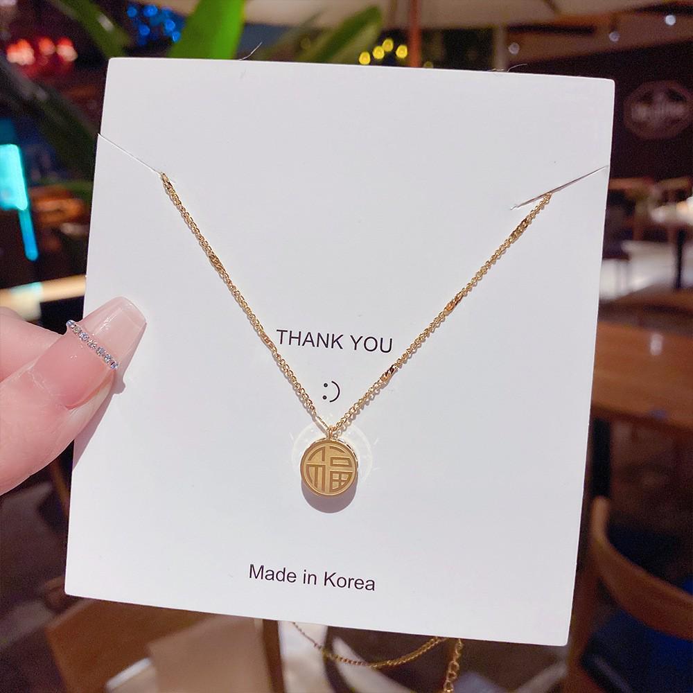 Elegant Zircon Titanium Steel Necklace: Women's Luxury Clavicle Chain with Fashion Pendant