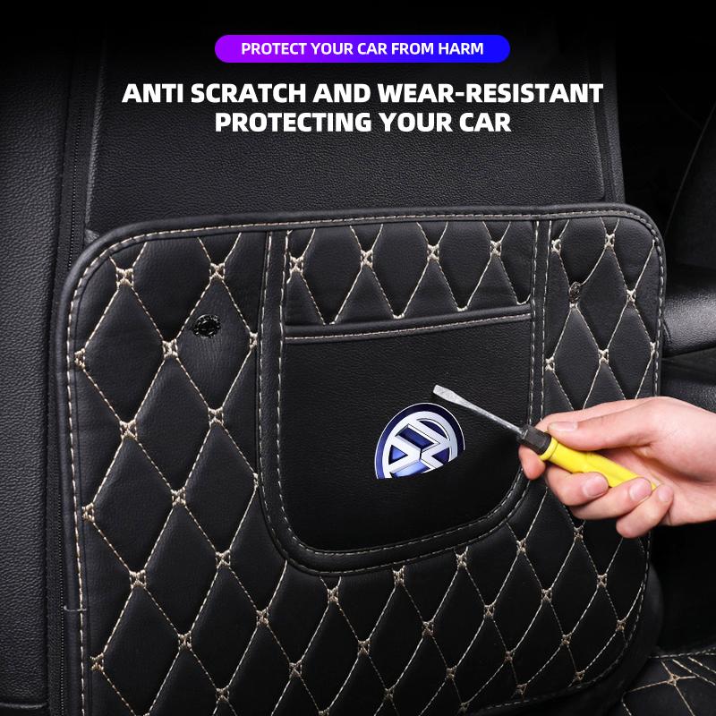 Car Back Seats Anti Kick Pad Mat Half-size PU Leather Cover Seat Back Kick Mats For Volkswagen VW GTI Rline Polo Golf MK8 Passat