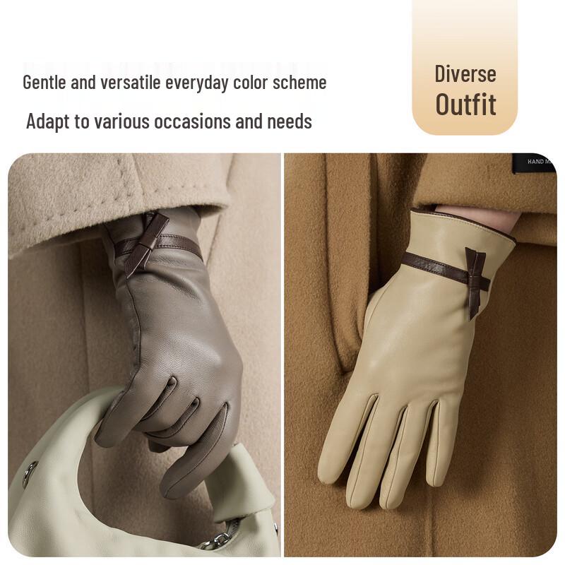 JIUMU Women's Warm Genuine Leather Gloves