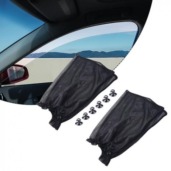 2pcs Sun Shade UV Protection Side Black Mesh Curtain With Suction Cup Kit