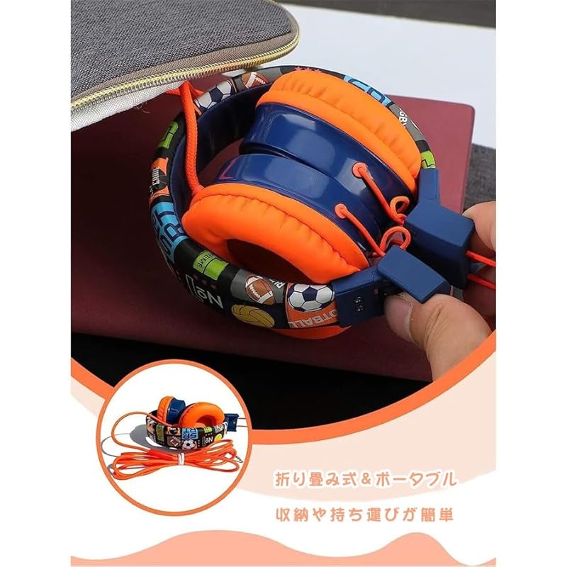 WHWKOP headphone Elementary school/children/HD microphone adjustable foldable stereo sound volume limit wired headphones Online