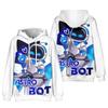 Felpa con Cappuccio 3D Stampata Cartoon Astro Bot Astronavicella, Felpa con Cappuccio Pullover con Sfondo Stellato per Fan