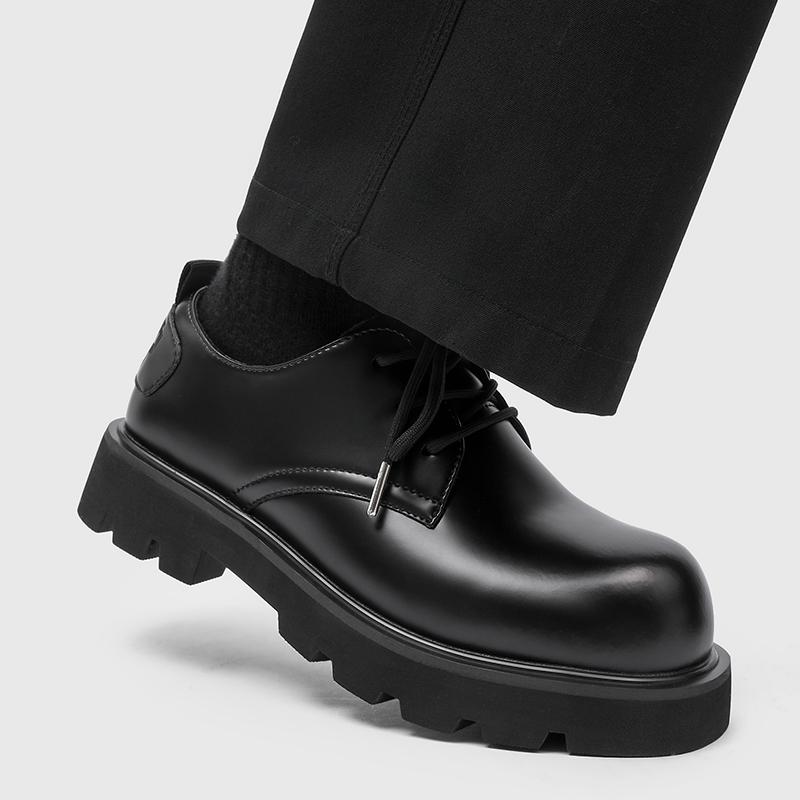 Casual lace up men's leather shoes Retro and minimalist styles Leisure Business High quality Derby shoes Thick bottom versatile