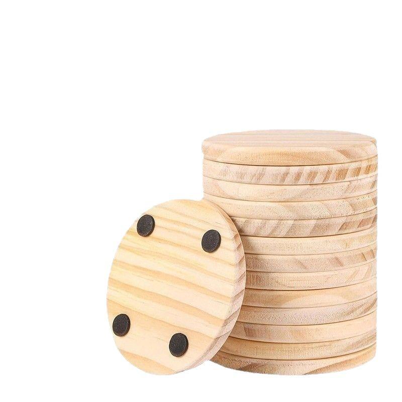 Handmade Non-Slip Wooden Round Coasters - Anti-Scalding Table Mats and Tea Coasters