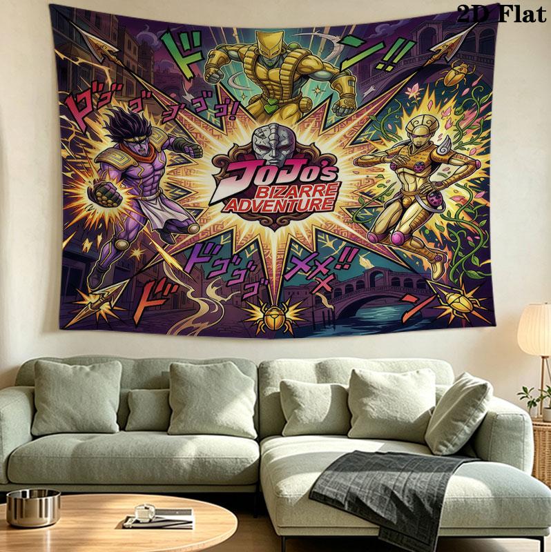 Jojos Bizarre Adventure Wall Tapestry Aesthetic Wall Hanging Printed Fabric Blanket Decorative Tapestries For Bedroom Living Room Home Decor