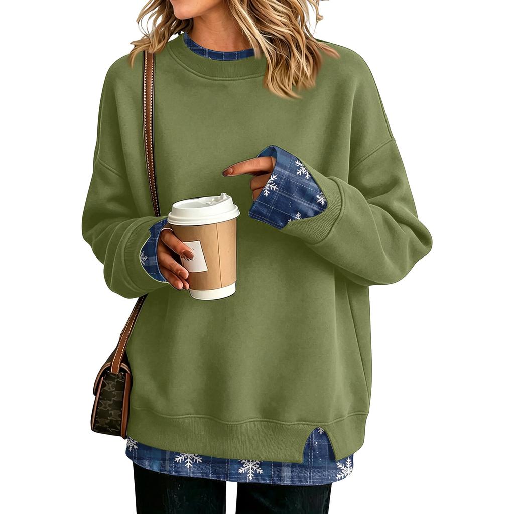 Women's Casual Printed Long Sleeve Sweatshirt with Design, Loose Fit Pullover Top