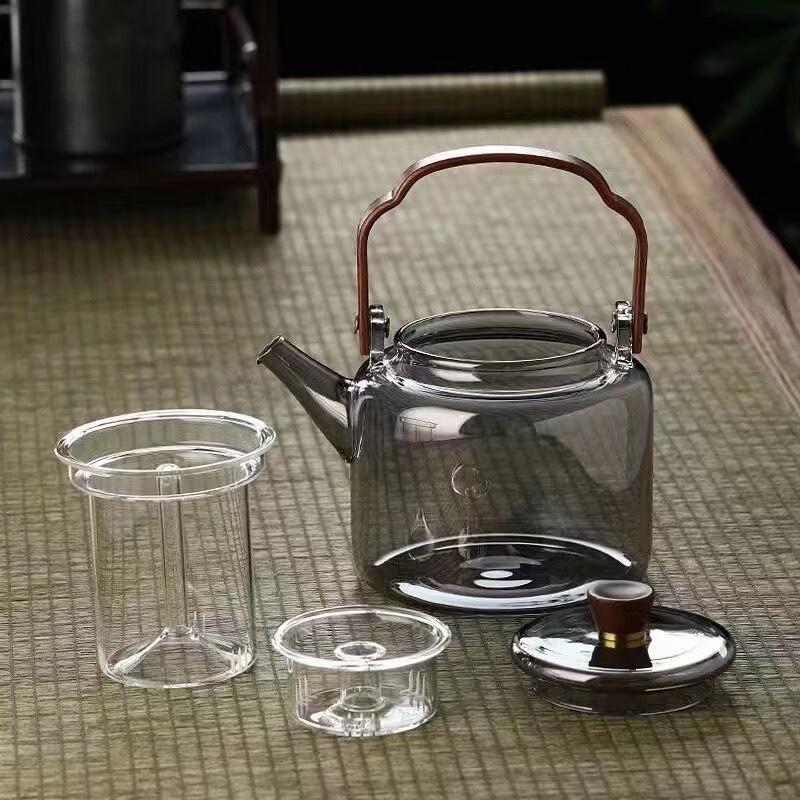 Yipan Borosilicate Glass Teapot with Walnut Handle