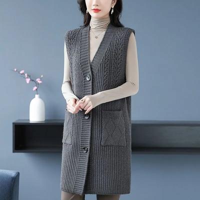 Damski sweter z dzianiny kardigan kamizelka kurtka wiosna jesień uniwersalny damski kamizelka bez rękawów luźny damski sweter kamizelka