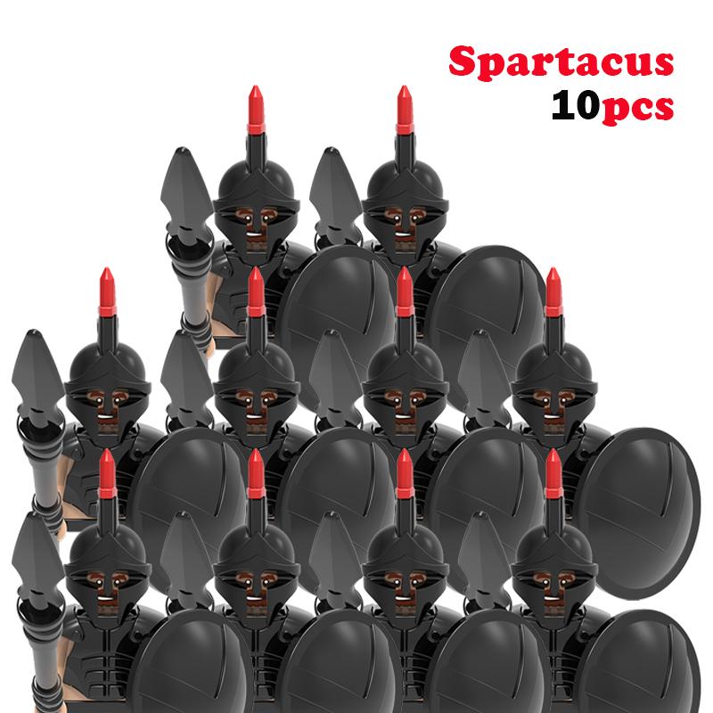 10 st MOC Medeltida Slott Riddare Rom Soldater Byggklossar Militär Forntida Egypten Mumiefigurer Krigare Vakt Vapen Kloss